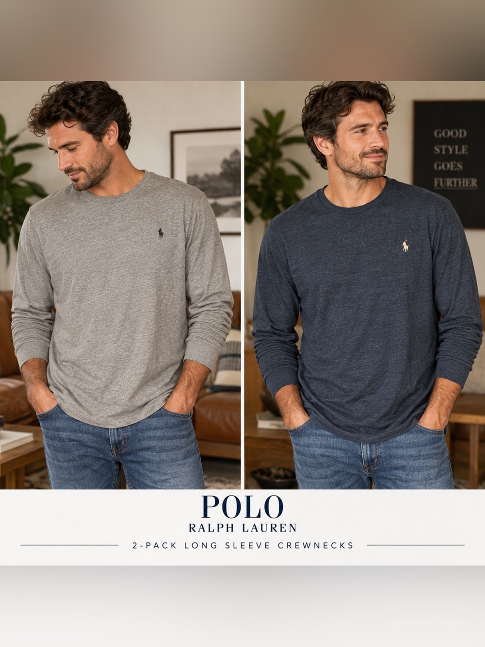 Polo Ralph Lauren XXL Long Sleeve Shirts 2-Pack Gray Navy Bundle